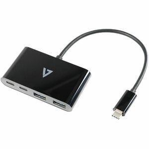 V7 V7UC2A2CHUB-BLK USB Hub - USB Type C - 5 GB/s - Smartphone, Notebook - Black - 4 Total USB Port(s) - PC, Mac