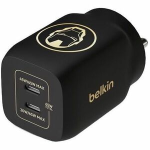 Belkin X Marvel, Ironman Edition, 65W Gan Dual USB-C Pd 3.0 Fast Charger with Pps Technology, Compact Size for Type-C Supp