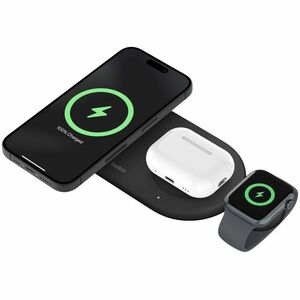 Belkin BoostCharge Pro 3-in-1 Magnetic Wireless Charging Pad with Qi2 15W- Black