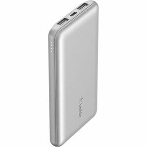 Belkin BoostCharge Power Bank - Silver - For iPhone - 2 x Type-A 15W, 1 x Type-C 15W - 10000 mAh - 3 x USB - Silver
