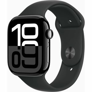 Apple Watch Series 10 Smart Watch - 46 mm Case Height - 39 mm Case Width - Jet Black Case Color - Black Band Color - Alumi