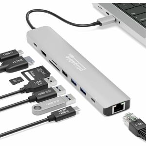 Plugable 9-in-1 USB-C Hub with 4K HDMI, 140W Pass-Through Charging - Charging Capability - Memory Card Reader - SD, microS