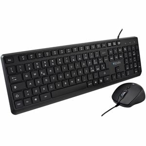 Tastiera e mouse V7 CKU350IT - Italiano - USB Cavo Tastiera - 107 Tasto - Nero - USB Cavo Mouse - Ottico - 2500 dpi - 4 Pu