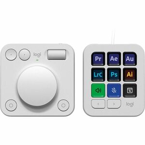 Logitech MX Creative Console Tastenfeld und Drehregler - Keypad, Kabel USB-Typ C, Pale Gray - Wählfeld, Kabellos, Bluetoot