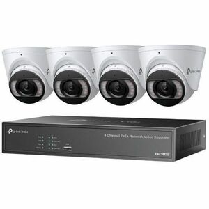 TP-Link VIGI 4MP Full-Color Turret IPC & 4 Channel PoE+ NVR KIT - 2 TB HDD - Camera, Network Video Recorder - 4 Camera(s) 