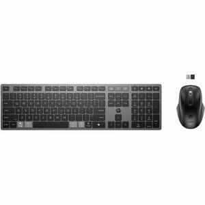 HP 725 Tastatur & Maus - Tastatur, Kabellos, Bluetooth/RF 2,40 GHz USB Typ-A, Schere, Schwarz - Maus, Mehrfach-Oberfläche,