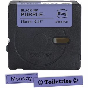 Brother P-touch Label Tape - 12 mm Width x 4 m Length - Purple - Temperature Resistant, Fade Resistant, Dishwasher Safe - 