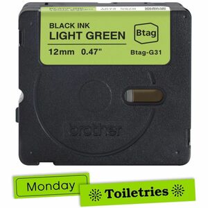 Etikettenband Brother P-touch - 12 mm Breite x 4 m Länge - Hellgrün - 1 Each - Temperaturbeständig, Verblassungsresistent,