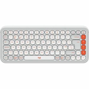 Logitech POP Icon Keys Tastatur - Kabellos Konnektivität - USB Schnittstelle - Englisch (GB) - QWERTY Layout - Weiß, Orang