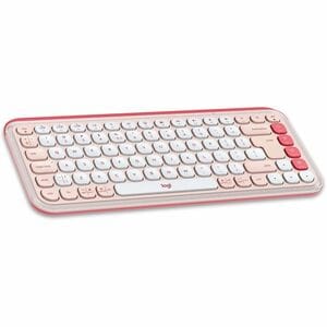 Logitech POP Icon Keys Keyboard - Wireless Connectivity - English (US) - QWERTY Layout - Off White, Pink - Bluetooth - Eas