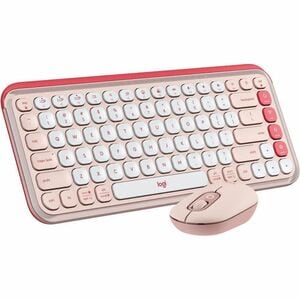 Logitech POP Icon Combo Keyboard & Mouse - Wireless Bluetooth Keyboard - English - Rose - Wireless Bluetooth Mouse - Optic