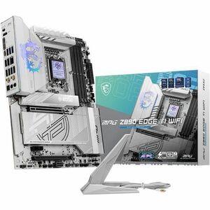 MSI MPG Z890 EDGE TI WIFI Gaming Desktop Motherboard - Intel Z890 Chipset - Socket LGA-1851 - ATX - Core Ultra Processor Supported - 256 GB DDR5 SDRAM Maximum RAM - DIMM, UDIMM - 4 x Memory Slots - Gigabit Ethernet - IEEE 802.11 a/b/g/n/ac/ax/be - HDMI - DisplayPort - 4 x SATA Interfaces