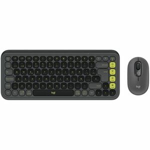 Logitech POP Icon Combo Keyboard & Mouse - Wireless Bluetooth Keyboard - Spanish - Graphite, Green - Wireless Bluetooth Mo