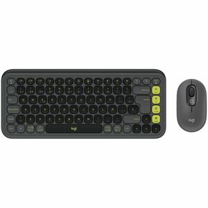 Logitech POP Icon Combo Keyboard & Mouse - Wireless Bluetooth Keyboard - Spanish - Graphite, Green - Wireless Bluetooth Mo