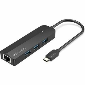 Vention TGPBB USB/Ethernet Combo Hub - USB Type C - 640 MB/s - Notebook, Smartphone, Tablet, Hard Drive, Mouse, Keyboard, 