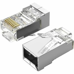 Vention IDA Network Connector - 10 - 1 x RJ-45 Network - Male - Shielding - Silver, Transparent