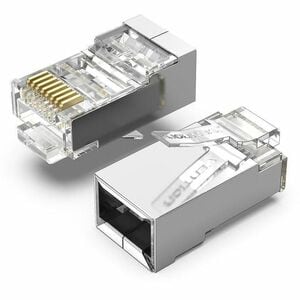 Vention IDA Network Connector - 100 - 1 x RJ-45 Network - Male - Shielding - Silver, Transparent