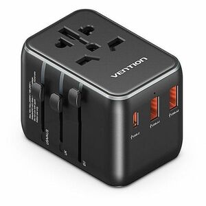 Vention FJE 20 W AC Adapter - Box - Universal Adapter - 2 USB - 1 USB Type-C - For Notebook, Hair Dryer, Kettle, Cooker, F