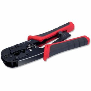 Vention Crimp Tool - Black, Red - High Carbon Steel - Rubber Handle, Ratchet Box