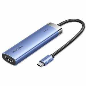 Vention TGE USB Type C Docking Station for Flash Drive - Charging Capability - Blue - Portable - 4K, 4K @30Hz, HD - 3840 x