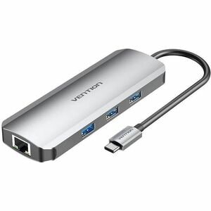 Vention TOKHB USB Type C Docking Station for Notebook, Monitor, Gaming Console, Memory Card Reader - Charging Capability -
