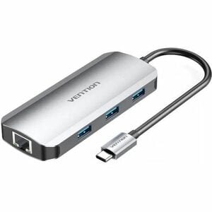 Vention USB Type C Docking Station for iPad, Notebook, TV, Printer - Charging Capability - Grey - 4K @30Hz, 4K UHD, HD - 3
