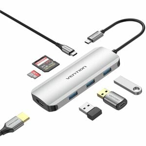 Vention USB Type C Docking Station for Smartphone, Flash Drive, Printer - Charging Capability - Memory Card Reader - SD - 