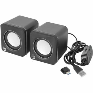Manhattan Speaker System - 6 W RMS - Black, Silver - Table Mountable, Shelf Mountable - USB