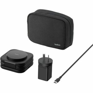Belkin BoostCharge Pro 3-in-1 Magnetic Wireless Charging Travel Pad with Qi2 15W - For Qi2-enabled Device, iPhone - Input 