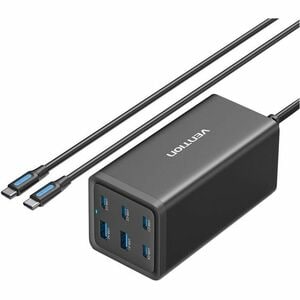 Vention FEN 200 W AC Adapter - Universal Adapter - 2 USB - 4 USB Type-C - For MacBook Pro, iPad Pro, iPhone - 1 m Cable - 