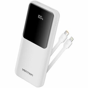 Vention FHO Power Bank - White - For Smartphone, iPhone - 10000 mAh - 22.50 W - 3 A, 2.22 A, 1.67 A, 2 A, 2.25 A, 1.50 A, 