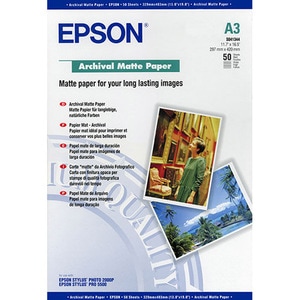 Epson Archival C13S041344 Inkjet Matte Paper - A3 - 296.93 mm x 420.12 mm - 192 g/m² Grammage - Matte - 50 Sheet