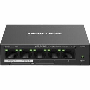 Switch Ethernet Mercusys MS105GP 5 Porte - Gigabit Ethernet - 10/100/1000Base-T - 2 Layer supportato - 75,15 W Consumo ene