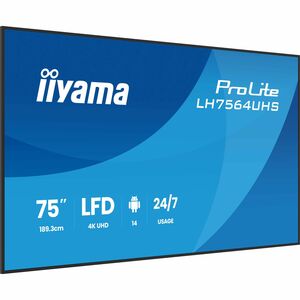 LCD Ecrans à affichages dynamiques iiyama ProLite LH7564UHS-B1AG 1905 mm - 24 Heures/7 Jours Operation - Vertical Alignmen