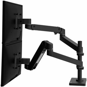 Ergotron Desk Mount for Monitor, LCD Display - Black - Height Adjustable - 2 Display(s) Supported - 68.6 cm (27") Screen S