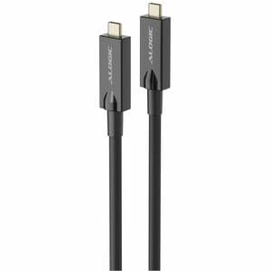 Alogic 10 m Hybrid-Glasfaserkabel Datentransferkabel - 10 Gbit/s - Unterstützt bis zu3840 x 2160 - Abschirmung - Grau, Sch