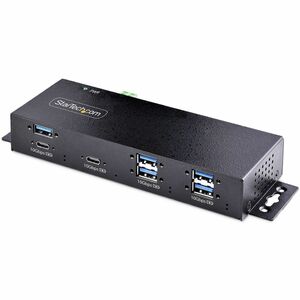 StarTech.com 7-Port Industrial USB 10Gbps Hub with Power Adapter, Mountable, 5x USB-A and 2x USB-C Downstream Ports, ESD P
