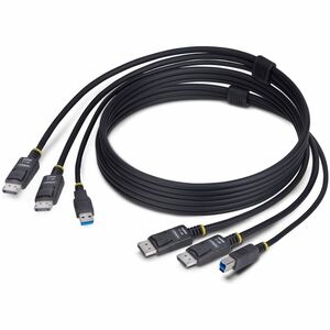 StarTech.com 6ft (1.8m) Dual-DisplayPort and USB 5Gbps KVM Cable, 4K 60Hz, Universally Compatible Combo Cable for KVM Swit