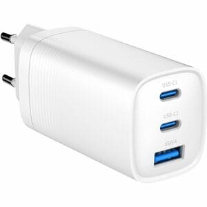 Adattatore CA Gembird - 65 W - 1 USB - 2 USB Type-C - Per iPhone - 120 V AC, 230 V ca Ingresso - 5 V DC, 9 V DC, 12 V DC, 
