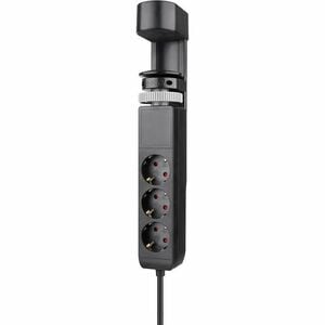 Neomounts VOLT DS22-840BL6 Power Outlet - 3 x Power Receptacles - 230 V AC Clamp Mount, Desktop, Under Table - Black - Pla