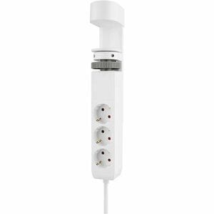 Neomounts VOLT DS22-840WH6 Power Outlet - 3 x Power Receptacles - 230 V AC Clamp Mount, Desktop, Under Table - White - Pla