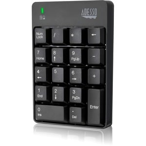Adesso WKB-6010UB Keypad - Wireless Connectivity - USB Interface - English (US) - Black - Membrane Keyswitch - RF - 9.14 m