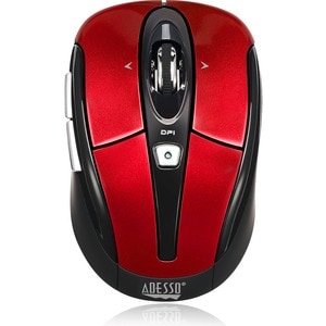Adesso iMouse S60R Mouse - Radio Frequency - USB - Optical - 6 Button(s) - Red - Wireless - 9.14 m - 2.40 GHz - 1600 dpi -