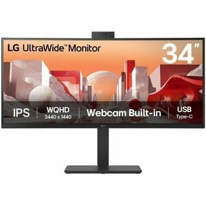 LG Ultrawide 34BA85QE-B 34" Class Webcam UWQHD Curved Screen LED Monitor - 21:9 - 34" Viewable - In-plane Switching (IPS) 