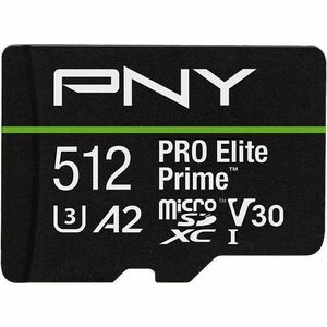 Carte microSDXC PNY PRO Elite Prime - 512 Go - Classe 10/UHS-I (U3) - V30 - 1 - 200 Mo/s en Lecture - 150 Mo/sSpaceen Écri