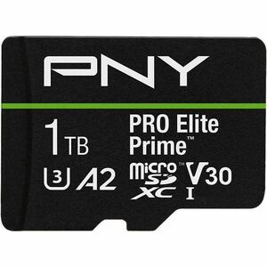Carte microSDXC PNY PRO Elite Prime - 1 To - Classe 10/UHS-I (U3) - V30 - 1 - 200 Mo/s en Lecture - 150 Mo/sSpaceen Écritu