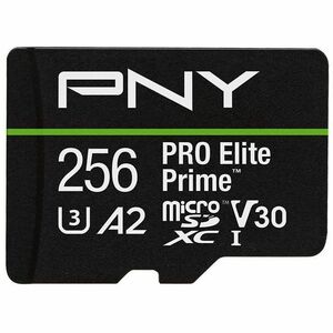 Carte microSDXC PNY PRO Elite Prime - 256 Go - Classe 10/UHS-I (U3) - V30 - 1 - 200 Mo/s en Lecture - 150 Mo/sSpaceen Écri