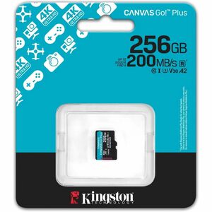 Kingston Canvas Go! Plus 256 GB Class 10/UHS-I (U3) V30 microSDXC - 1 Pack - 200 MB/s Read - 160 MB/s Write