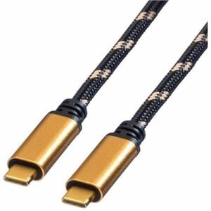 ROLINE GOLD USB4 Gen3x2 Kabel, C–C, ST/ST, 40Gbit/s, 100W, schwarz / gold, 1 m