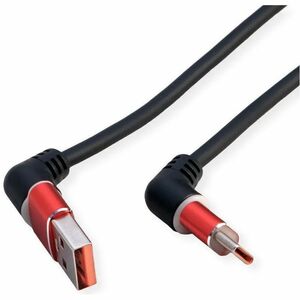 ROLINE USB 2.0 Kabel, Typ-C - Typ-A, ST/ST, 360° Rotation, schwarz / rot, 2 m
